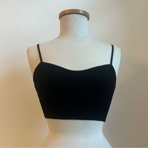 BABATON Black Ribbed Crop Top